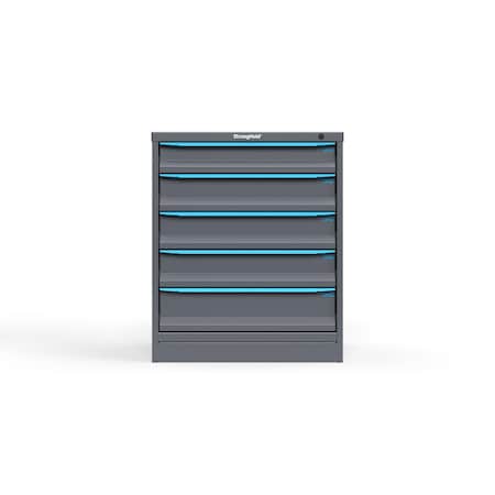 Strong Hold 5 drawer cabinet - (1x 4ft, 3x 5ft, 1x 6ft) - Blue accents - Keyed Different S3036-PPDAS-0506FS