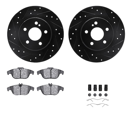 Dynamic Friction Co DFC Rotors-Drilled & Slotted-Black w/ EURO 5000 Ceramic Brake Pads Incl Hdw 8612-63068