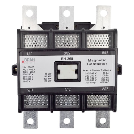 Brah Electric , Replacement 260A 600V 3P with 24VAC Coil for EH Series Contactor EH-260-30-22AA BEH-260-30-22AA