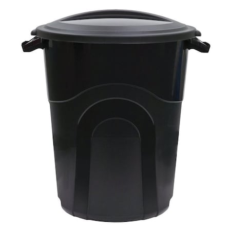 United Solutions Trash Can, 20 gal Capacity, Plastic, Black, Snap-On Lid Closure TI0040