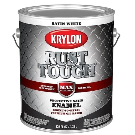 Krylon Rust Tough Oil-Based Satin Rust Control Enamel, White, 1 Gal. K09732008