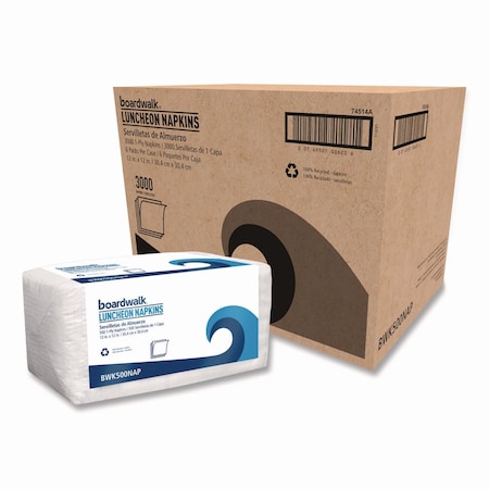 Boardwalk Lunch Napkins, 1/4-Fold, 1-Ply, 12in x 12in, White, 3000PK 4514