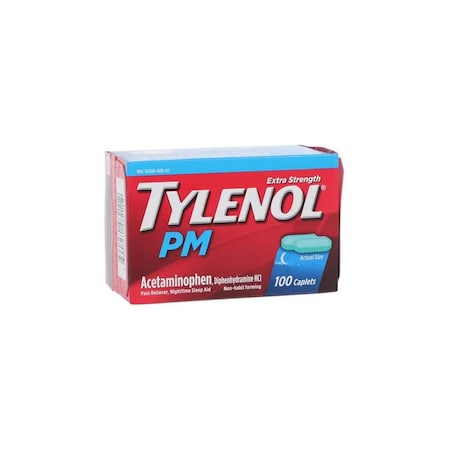 Tylenol PM Pain Reliever/Fever Reducer Caplets, 500/25mg, Extra Strength, 100PK 04504821102
