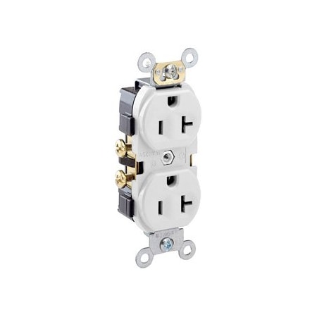 Leviton Commercial Grade Duplex Receptacle, 20 Amp, 125 Volt CR20-W