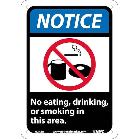 Nmc Notice No Eating Drinking Or Smoking In This Area Sign, NGA5R NGA5R