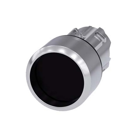 Siemens Pushbutton, 22 mm, round, metal, shiny, black, Front ring, raised 3SU1050-0CB10-0AA0-ZY15