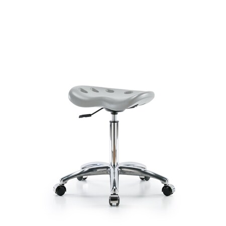 Blue Ridge Ergonomics Polyurethane Tractor Stool Chrome - Medium Bench Height with Chrome Casters in Gray Polyurethane PTMBSL-CR-NF-CC-GRY