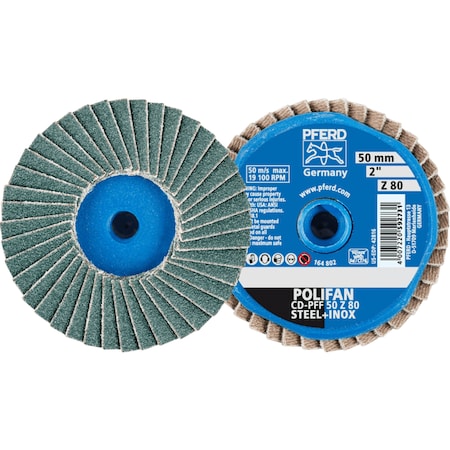 Pferd 2'' POLIFAN Mini Flap Disc - Flat - Zirconia - 80 Grit 42816