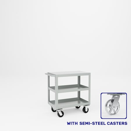 Pucel Heavy Duty Shop Truck, 30 in W x 18 in D x 33.5 in H, Three Shelves, Push Handle, Gray 1830-DT-3S