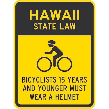 Lyle Bicyclists 15 Years And Younger Must Wear A Helmet (Cyc, 18x24, High Intensity Prismatic, Yellow G-10781-HI_18x24