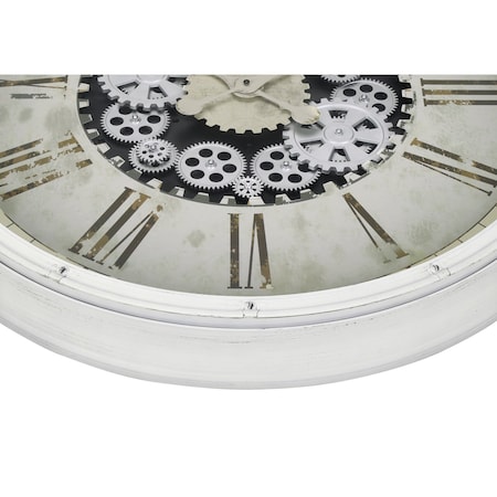 Monarch Specialties Clocks, 30'' Round, Gear Mechanism, Large Oversized, Wall Clock, White, Transitional I 9033