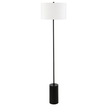 Homeroots 64" Black Traditional Shaped Floor Lamp With White Frosted Glass Empire Shade 523499