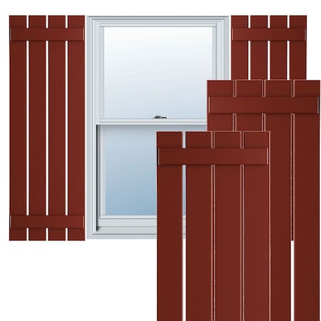 Ekena Millwork True Fit PVC Four Board Spaced Board-n-Batten Shutters, Pepper Red , 23W x 49H, PR TFP101SBF23X049MR
