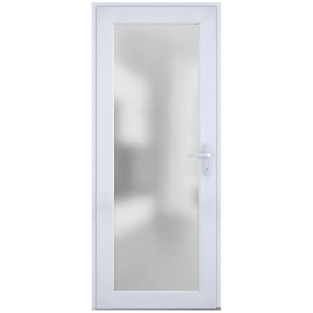 Vdomdoors Front Exterior Prehung FiberGlass Door Frosted Glass / Manux 8102 White Silk / Office Commercial an MANUX8102EXD-WS-W30 x H80-LH