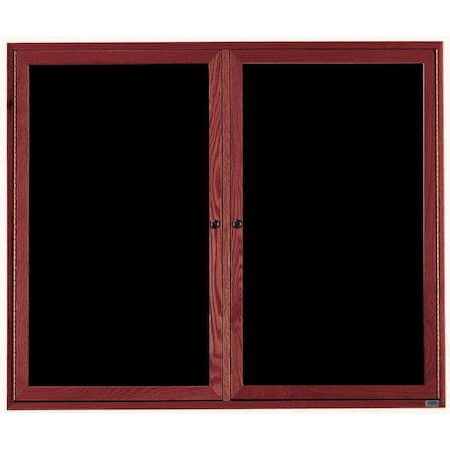 Aarco Enclosed Changeable Letter Board w/ Cherry Stained Red Oak Frame, 48''Hx60''W Two Door Unit CDC4860