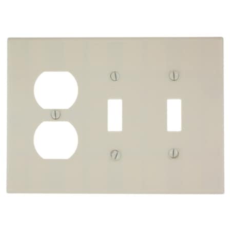 Leviton Combination Wallplate, Midway Size, Gang 3, Light Almond 80521-T