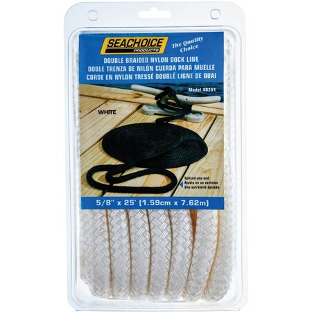 Seachoice 5/8'' x 25 Ft. White Double Braid Nylon Dock Line 40251