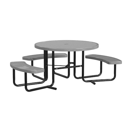 Leisure Craft 46" Round ADA Accessible Outdoor Picnic Table with 3 Bench Seats, Gray T46ROP-ADA-GRAY