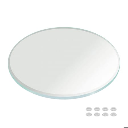 Fab Glass And Mirror 22in Round Clear Low Iron Glass Tabletop 1/2in Thick Beveled Edge Polish Tempered LI-22RT12THBE