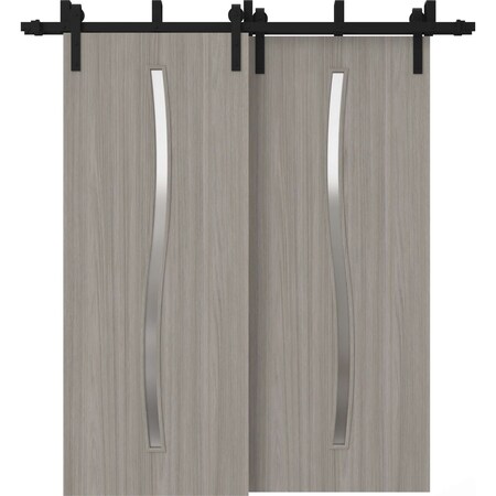 Sartodoors Sliding Closet Barn Bypass Doors 36 x 80 inches, BASIC 3002 Oak Franko, Modern 6.6ft Rails Hardwar BASIC3002BBB-DUFR-36
