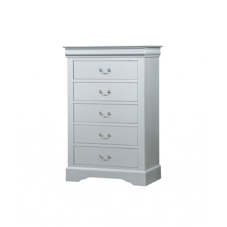 Homeroots 15" White Solid Wood Five Drawer Lingerie Chest 347114