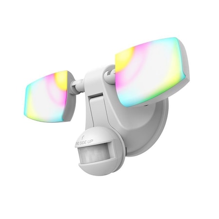 Halo ESF Series Security Flood Light, 120 V, 28.2 W, 2-Lamp, LED Lamp, RGB, 2594 Lumens, White Fixture ESF2ARGBWMW-WIZ