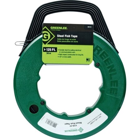Green Leaf MagnumPRO Series Fish Tape, 1/8 in Tape, 125 ft L Tape, Steel Tape FTS438-125BP