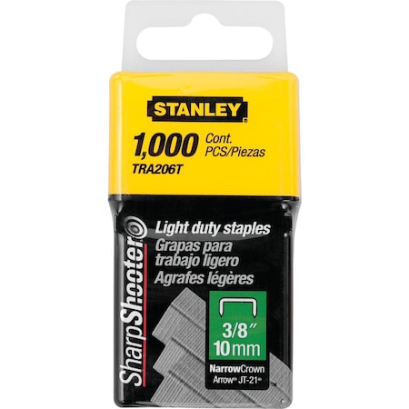 Stanley SharpShooter Light-Duty Narrow Crown Staple 3/8'', 1000PK TRA206T