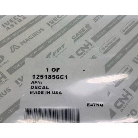 Cnh DECAL, CNH OEM 1251856C1 1251856C1