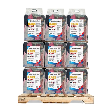Supremeplus New Color Knit T-Shirt Cleaning Rags, 1000 lbs. Pallet, 40 x 25 lbs. Bags, 40PK SP-1483