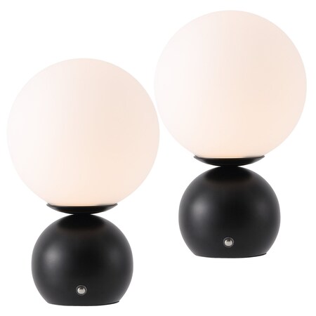Jonathan Y Fatima 9.5 in. Modern Minimalist Metal Rechargeable Integrated Dimmable LED Table Lamp w/Touch, 2PK JYL1156B-SET2