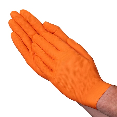 Vguard Nitrile Gloves, 8.0 mil Palm, Nitrile, Medium, 1000 PK, Orange A1GA62
