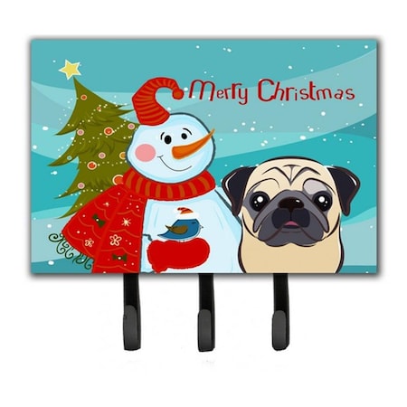 Carolines Treasures Snowman With Fawn Pug Leash and Key Holder BB1882TH68