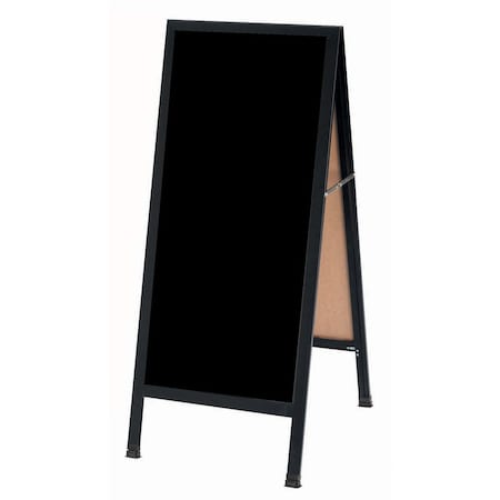 Aarco A-Frame Sidewalk Board, Black Melamine Markerboard and a Black Aluminum Frame, 42''Hx18''W BA-311