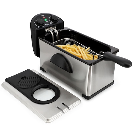 Megachef 3.17 Quart Stainless Steel Electric Deep Fryer with Timer MG-AI301
