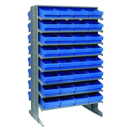 Quantum Storage Systems DOUBLE SIDED PICK RACK W/64 BLUE BINS QPRD-701BL