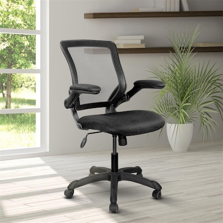 Direct Wicker Black Mesh Task Office Chair with Flip-Up Arms UBS-RTA-8050-BK