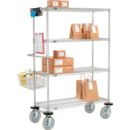 Global Industrial Nexelate Curbside Wire Truck w/4 Shelves and Pneumatic Casters, 24"L x 24"W x 72"H B2371634