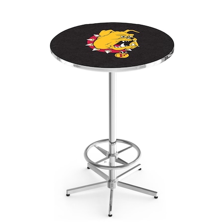 Holland Bar Stool Co 42" Chrome Ferris State Pub Table, 36" dia. Top L216C4236FerrSt