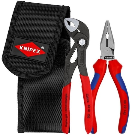 Knipex 2 Pc Mini Pliers in Belt Pouch - 6in Cobra and 5-3/4in Needle-Nose 00 20 72 V06