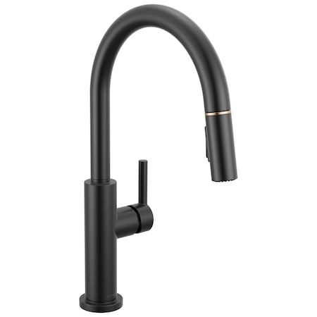 Delta Nicoli Single Handle Pull-Down Kitchen Faucet, 11.06 in, Matte Black / Champagne Bronze 19867LF-GZ