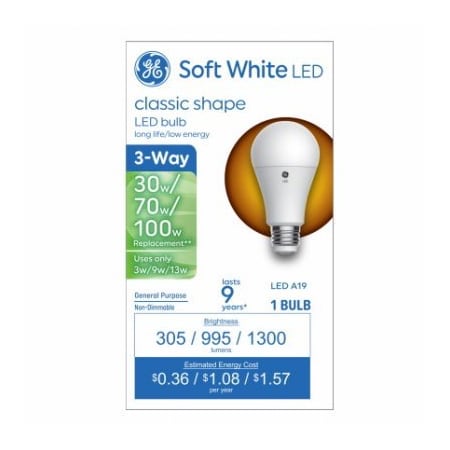 Current GE LED 313W A19 Bulb 93130562