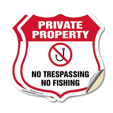 Signmission Private Property Shield Sign No Trespass, 4 inch X 4 inch, Vinyl Decal, 2PK SHI-D-2PACK-4-447