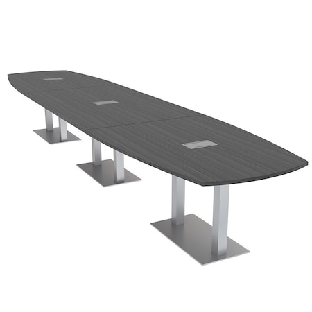 Skutchi Designs Arc Rectangle Meeting Room Table, 45 in W, 216 in L, Grey HAR-AREC-48X216-DOU-WA7949-ESIL
