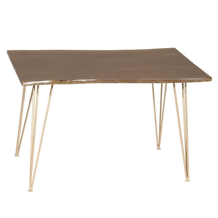 Homeroots 48" Brown And Gold Solid Wood And Iron Dining Table 517762