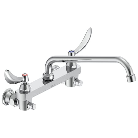 Delta Commercial 28C3 / 28C4 / 28C6 Two Handle 8 In Wallmount Service Sink Faucet In Chrome 28C6424