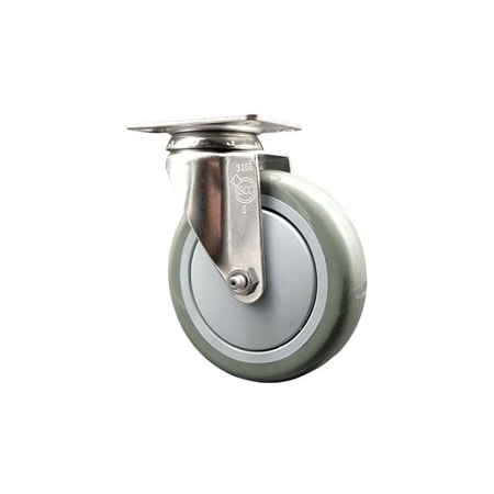 Service Caster 5 Inch 316SS Gray Polyurethane Wheel Swivel Top Plate Caster SCC-SS31620S514-PPUB