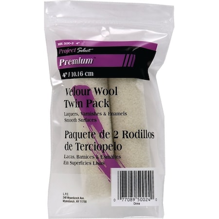 Linzer Paint Roller Cover, 1/8 in Thick Nap, 4 in L, Velour Cover MR500-2