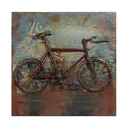 Solid Storage Supplies Primo Mixed Media Hand Painted Iron Wall Sculpture - Biking SO3482754