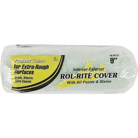 Linzer Paint Roller Cover, 1 in Thick Nap, 9 in L, Knit Fabric Cover, Green RR 901